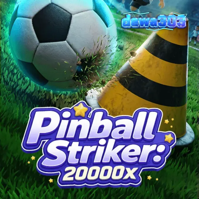 Tampilan visual game Pinball Striker 20,000x dengan tema stadion neon